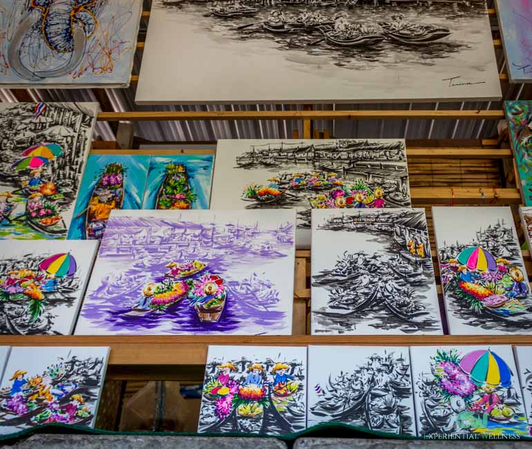 Paintings sold by a Thai local merchant