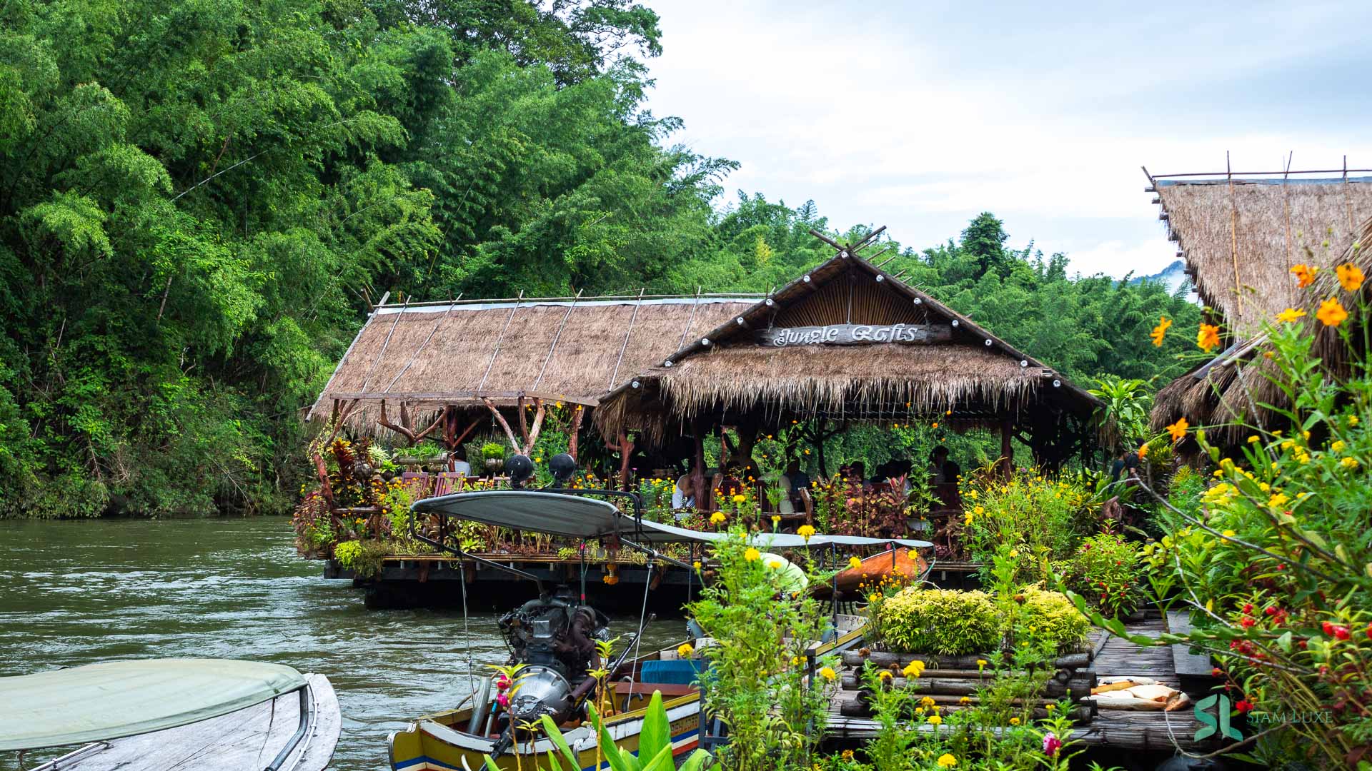 The most relaxing trip in Jungle Rafts along the River Kwai in Kanchanaburi province